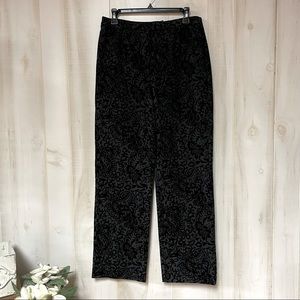 Talbots Black Brocade Velvet Floral Cotton Pants Sz 10